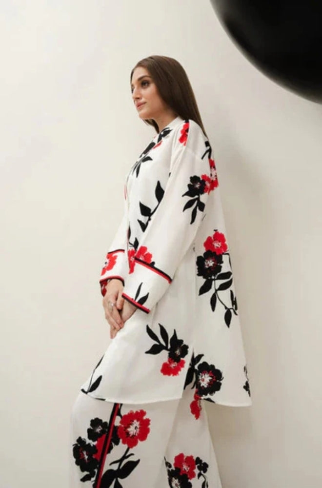 Lulusar - 2PC Unstitched Shamooz Silk Printed Shirt and Trouser - ES1108
