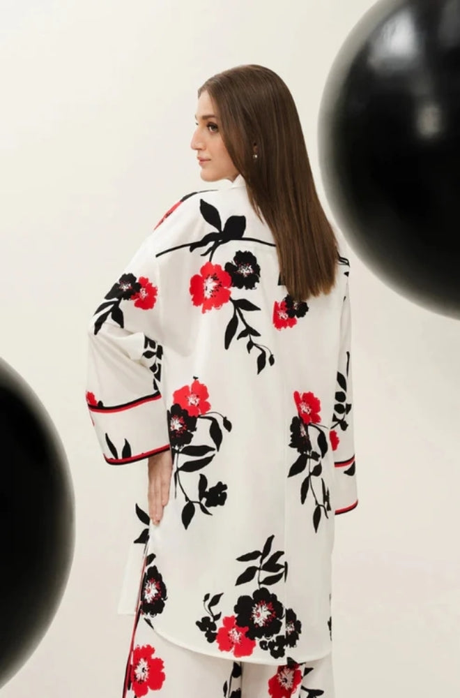 Lulusar - 2PC Unstitched Shamooz Silk Printed Shirt and Trouser - ES1108