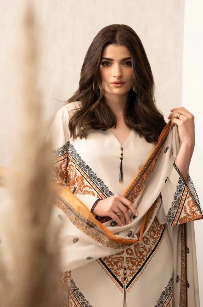 Lulusar - 2PC Unstitched Shamooz Silk Printed Shirt and Trouser - ES1110