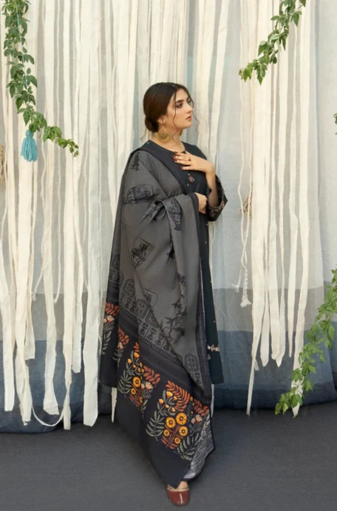 Urge - Lawn 3PC Unstitched Embroidered Shirt with Printed Cotton Net Dupatta- ES1236