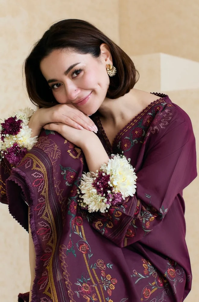 Mishkaa - 3PC Lawn Embroidered Shirt with Embroidered Chiffon Dupatta (Unstitched)-ES1405
