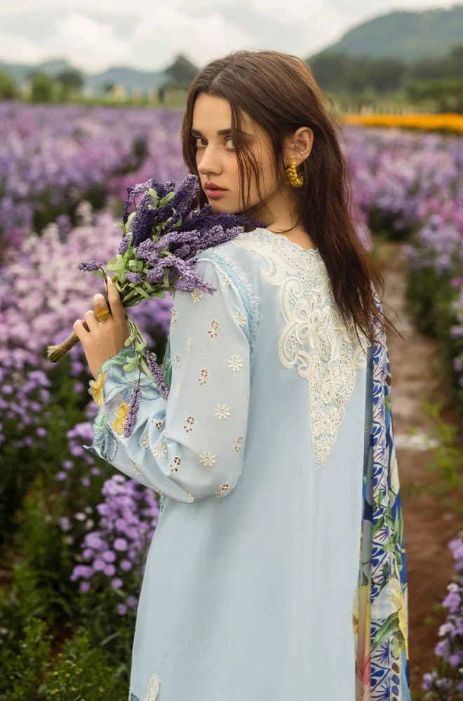Mushq - 3PC Lawn Embroidered Shirt with Printed Silk Dupatta (Unstitched) - ES-1413