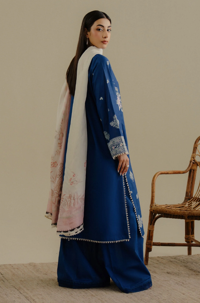 COCO-3PC Unstitched Lawn Embroidered Shirt with Printed Dupatta- ES 502