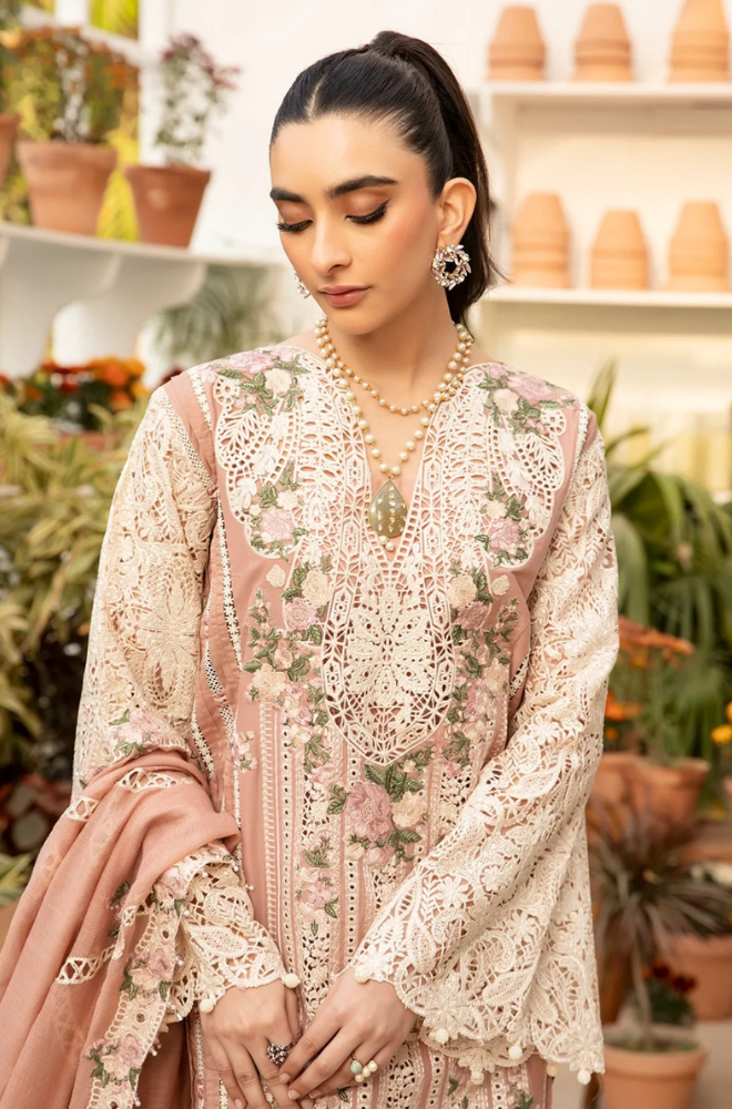 ELAF - 3PC Unstitched Lawn Embroidered Shirt with Embroidered Slub Net Dupatta - ES 2213