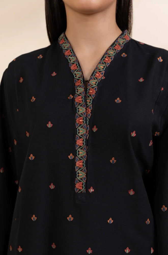 Sapphire - 3PC Unstitched Khaddar Embroidered Front with Digital Printed Shawl and Plain Trouser - ES1217