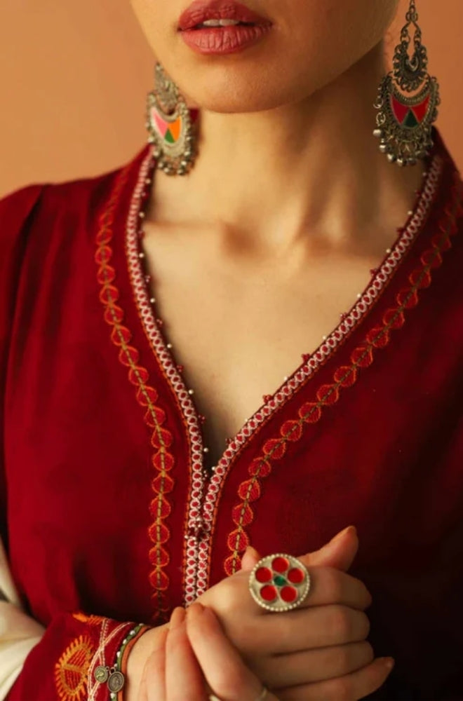 Zara Shah Jahan - 3PC Unstitched Dhanak Embroidered Shirt with Embroidered Dhanak Shawl and Trouser- ES1038