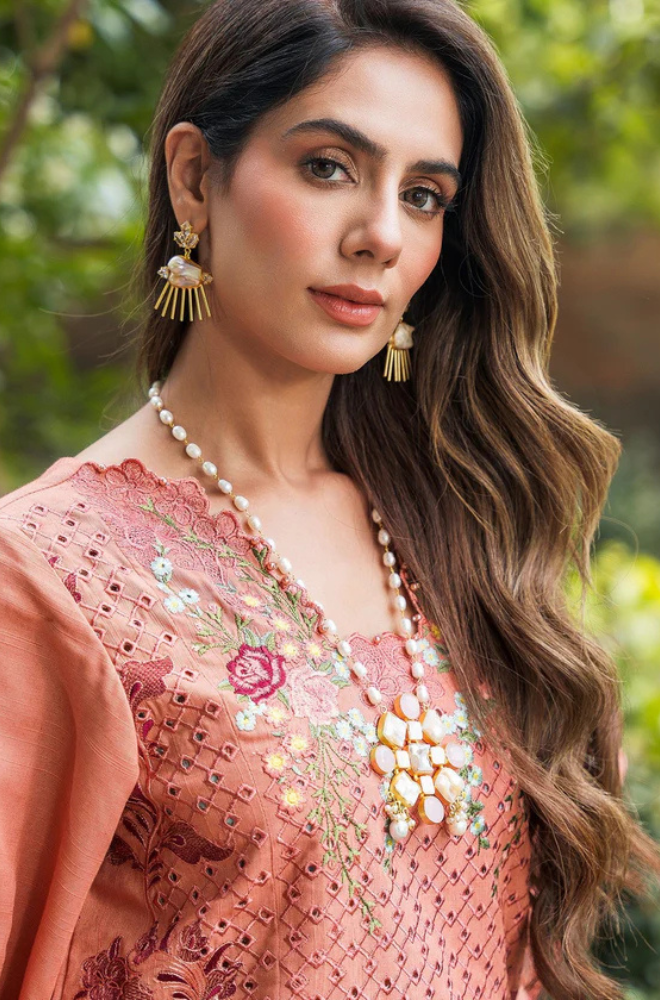Asifa & Nabeel - 3PC Unstitch Lawn Embroidered Shirt with Embroidered Printed Chiffon Dupatta - ES 2155