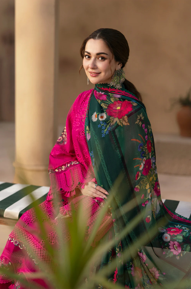 Saira Rizwan - 3PC Unstitched Lawn Embroidered Shirt with Embroidered Chiffon Dupatta - ES 2161