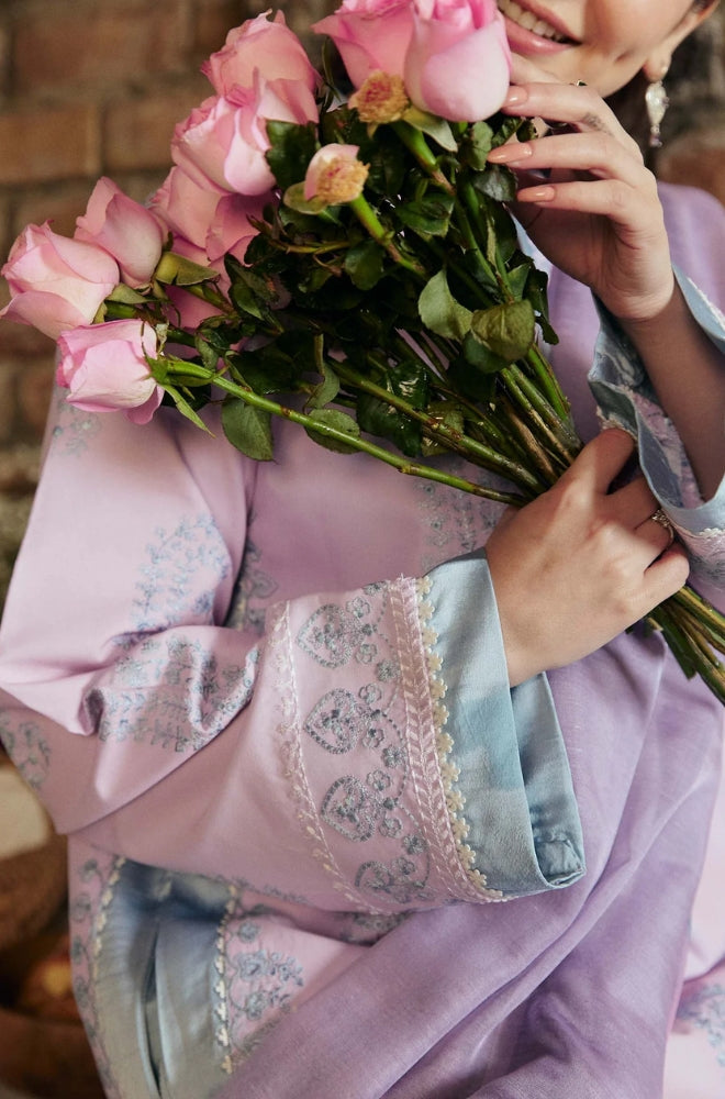 Zara Shah Jahan - 3PC Unstitched Lawn Embroidered Shirt with Printed Slub Net Dupatta - ES1010