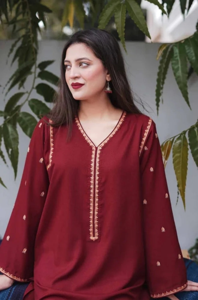 Aisling - 3PC Unstitched Dhanak Embroidered Shirt with Dhanak Embroidered Dupatta and Trouser - ES1201