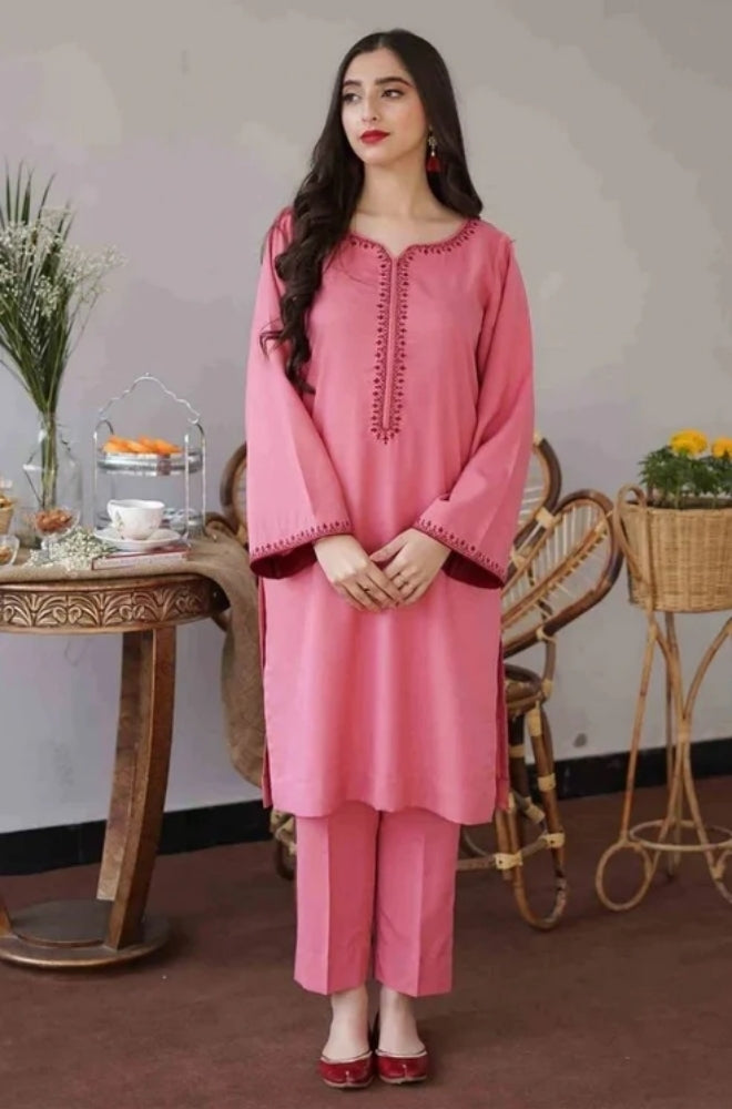 Aisling - 3PC Unstitched Dhanak Embroidered Shirt with Dhanak Embroidered Shawl and Trouser - ES1198