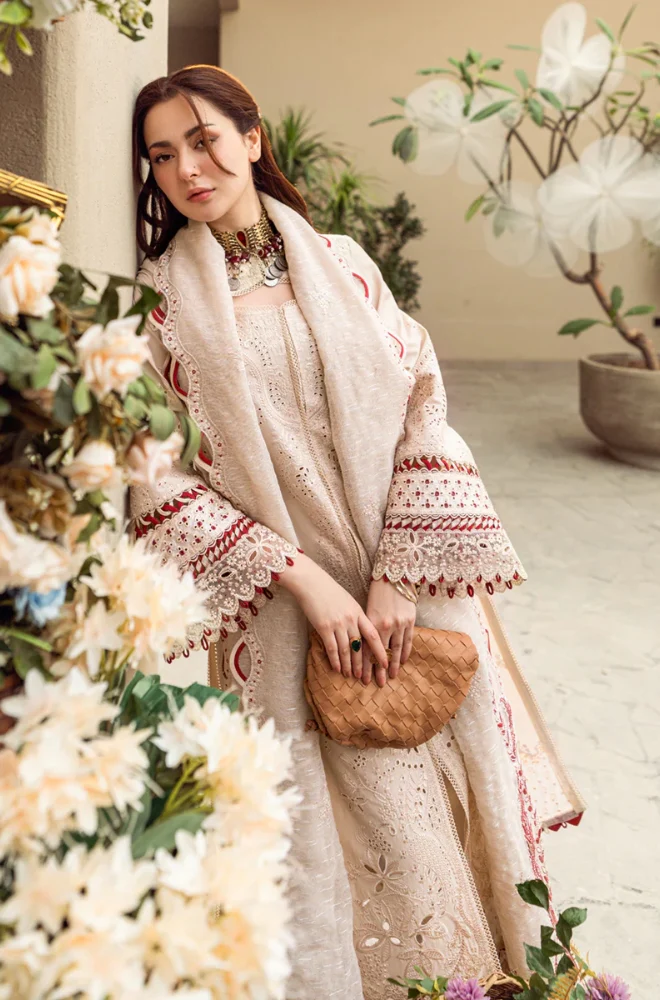 Qalamkar - 3PC Lawn Embroidered Shirt with Embroidered Slub Net Dupatta-ES1312