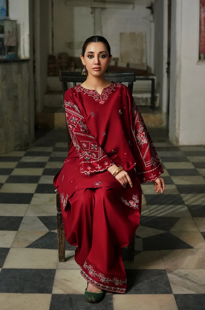 URGE - 2PC Luxury Embroidered Suit On Dhanak - ES 1796