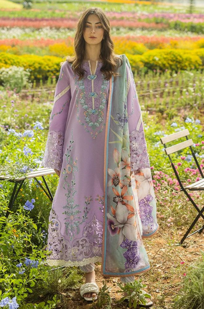 Mushq - 3PC Lawn Embroidered Shirt with Printed Silk Dupatta (Unstitched) ES-1410