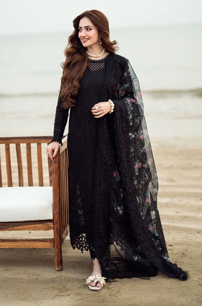 NUREH - 3PC LAWN EMBROIDERED SHIRT WITH CHIFFON PRINTED EMBROIDERED DUPATTA AND TROUSER -ES1313
