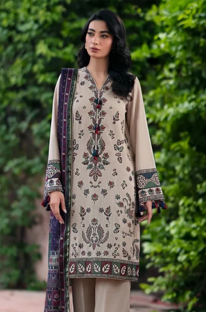 Embroidered Dhanak Unstitched 3PC Set - ES1759