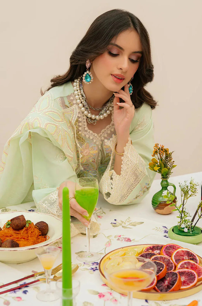 MAHNUR - 3PC Unstitch Lawn Embroidered Shirt with Embroidered Khadi Net Dupatta - ES 2157