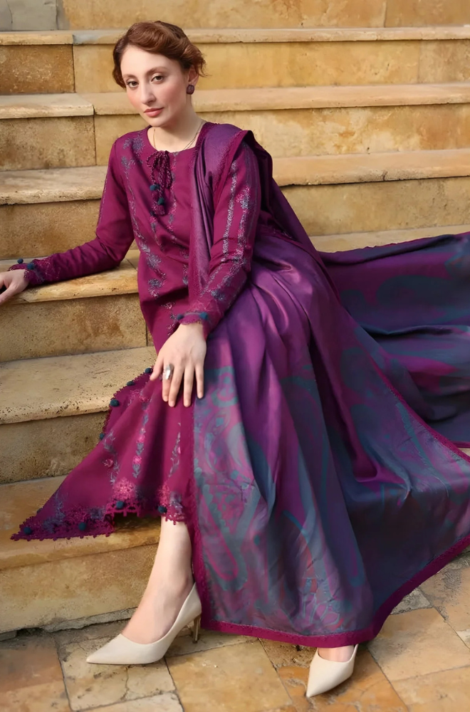 Rang Rasiya - 3PC Dhanak Embroidered Shirt with Digital Printed Dupatta and Trouser - ES 2103