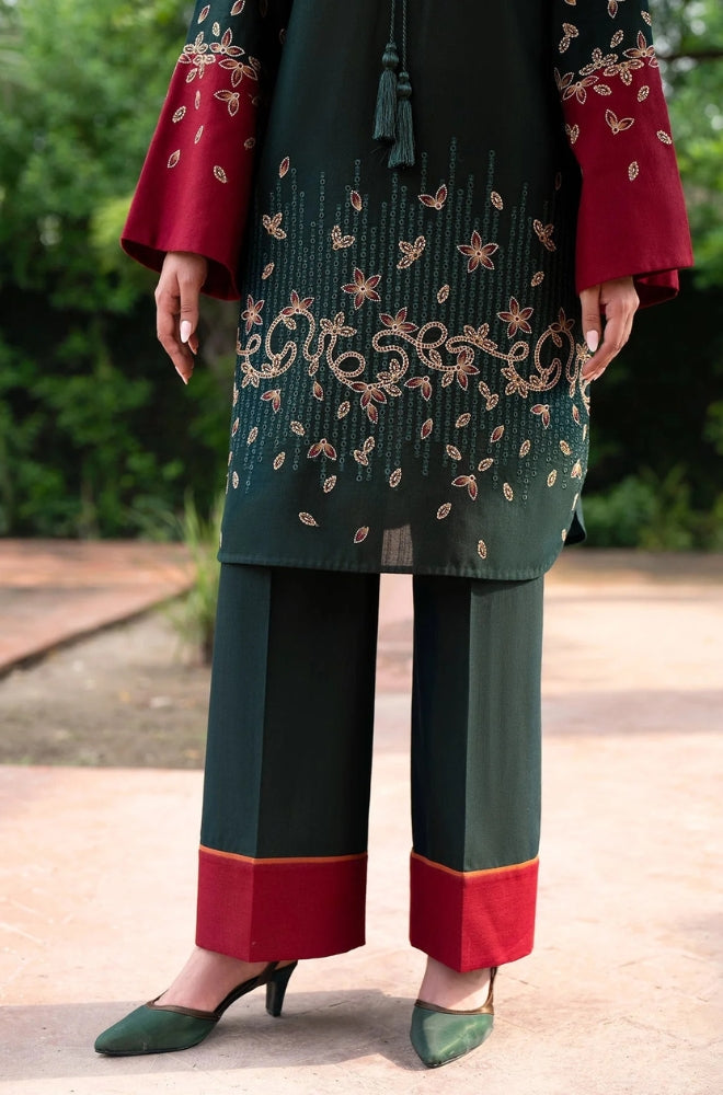 Jazmin - 3PC Unstitched Dhanak Embroidered Shirt with printed shawl and Embroidered trouser - ES1210