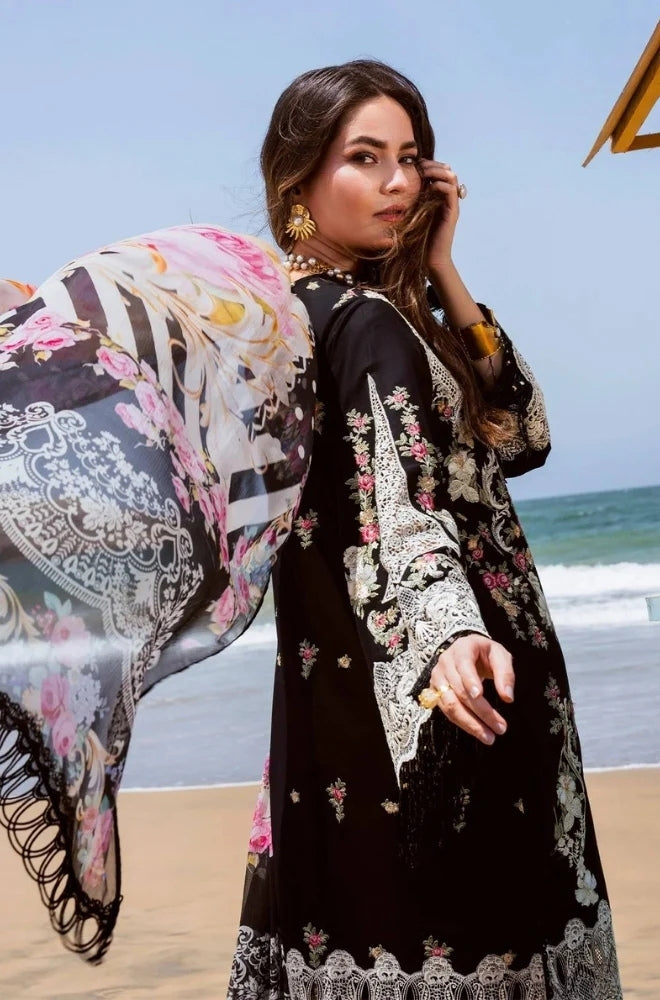 Elaf - Lawn 3PC Unstitched Embroidred Shirt with Printed Chiffon Dupatta - ES1240