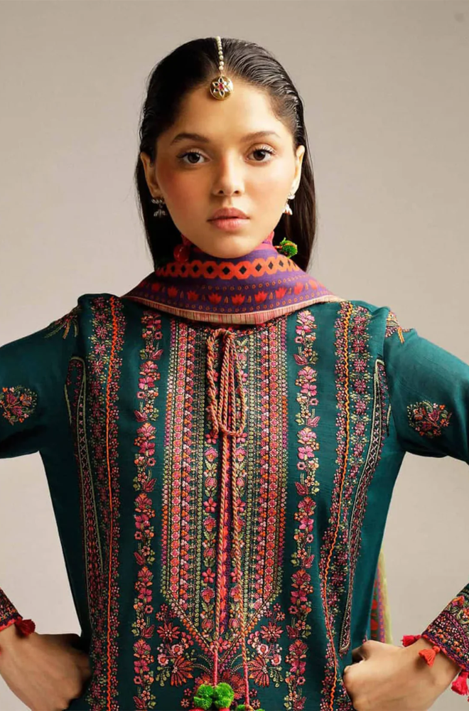 Embroidered Dhanak Unstitched 3PC Set - ES1757
