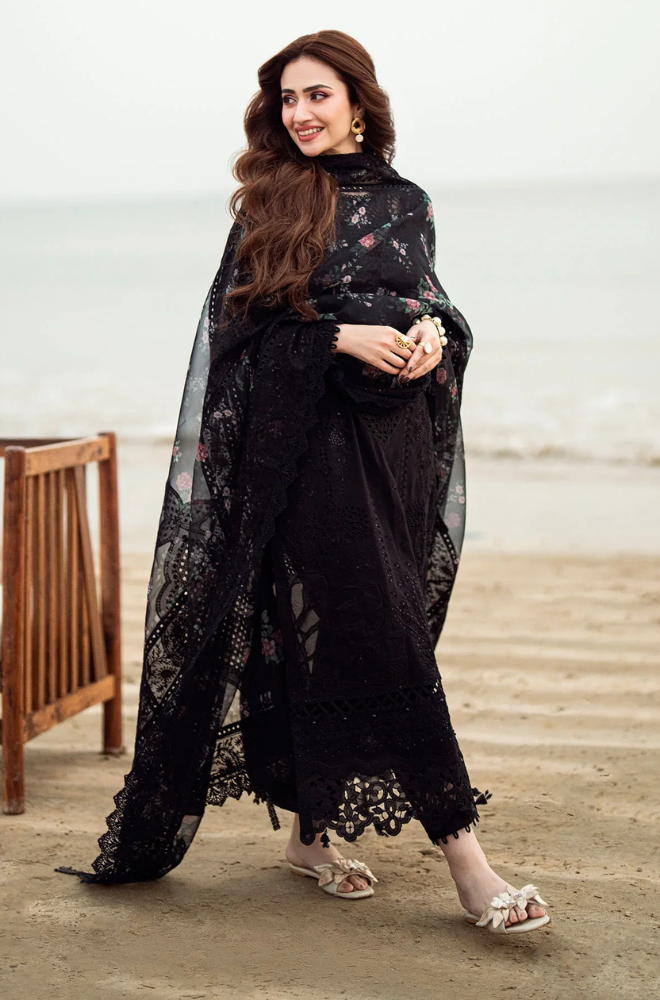 NUREH - 3PC LAWN EMBROIDERED SHIRT WITH CHIFFON PRINTED EMBROIDERED DUPATTA AND TROUSER -ES1313