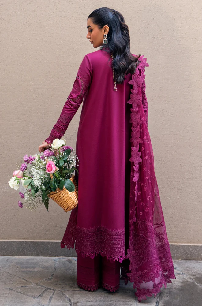 Qalamkar - 3PC Lawn Embroidered Shirt with Embroidered Slub Net Dupatta-ES1305