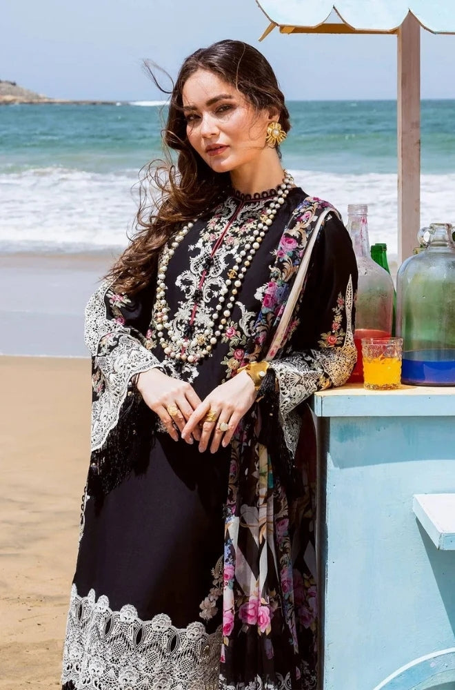 Elaf - Lawn 3PC Unstitched Embroidred Shirt with Printed Chiffon Dupatta - ES1240