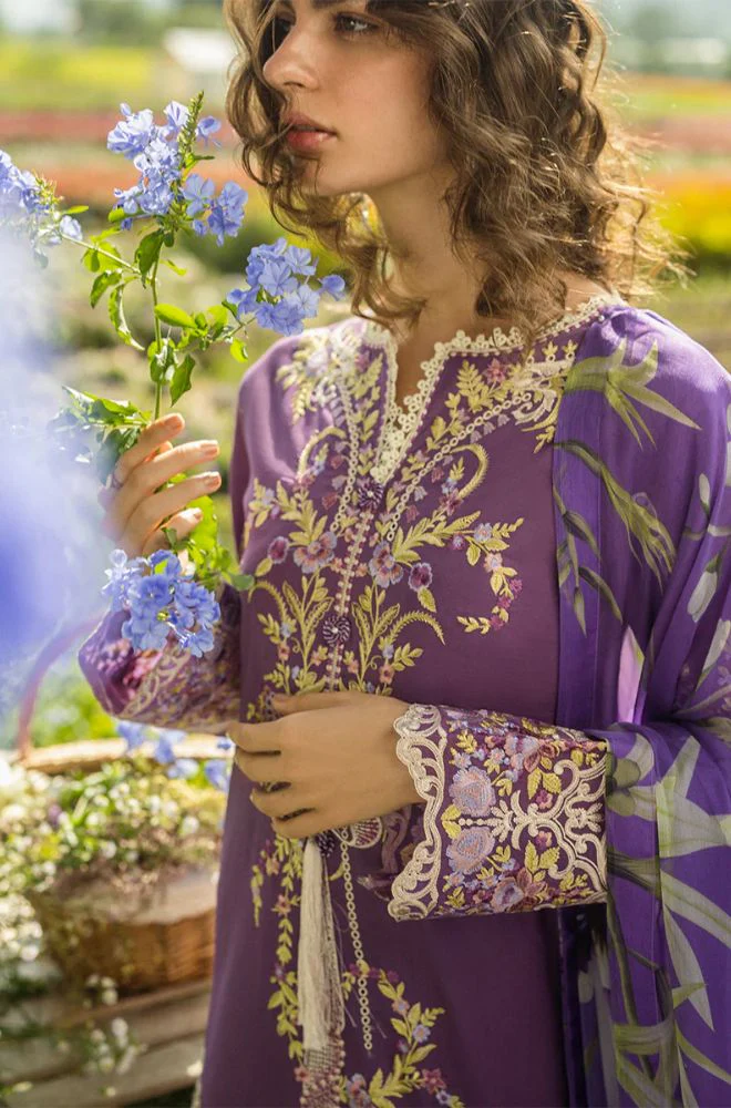 Mushq - 3PC Lawn Embroidered Shirt with Printed Silk Dupatta (Unstitched) - ES-1419