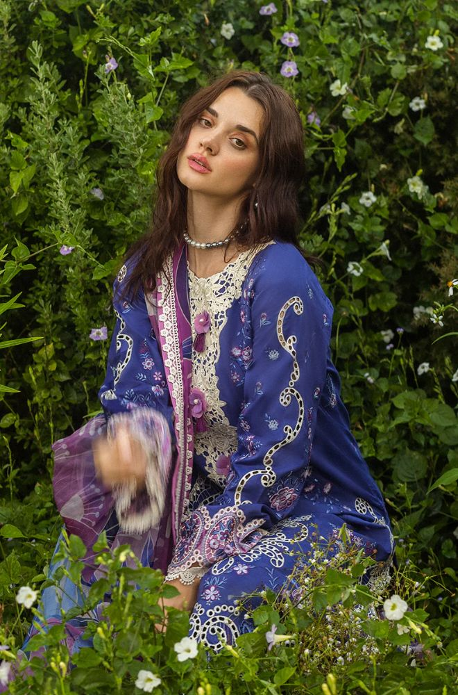 Mushq - 3PC Lawn Embroidered Shirt with Printed Silk Dupatta (Unstitched) - ES-1420