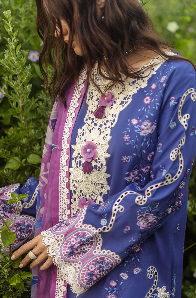 Mushq - 3PC Lawn Embroidered Shirt with Printed Silk Dupatta (Unstitched) - ES-1420