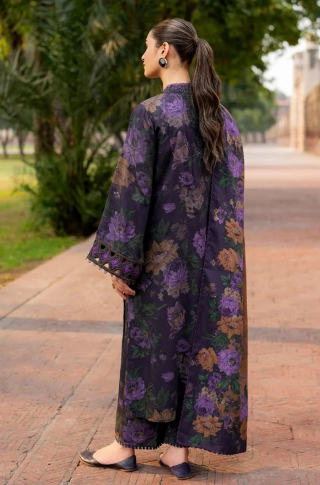 Baroque - 3PC Unstitched Printed Karandi Shirt with Printed Karandi Dupatta and Same Printed Trouser - ES1173
