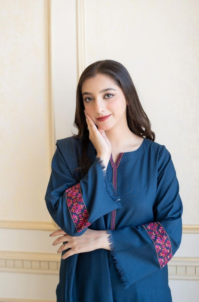 Aisling - 3PC Unstitched Dhanak Embroidered Shirt with Dhanak Embroidered Shawl and Trouser - ES1199