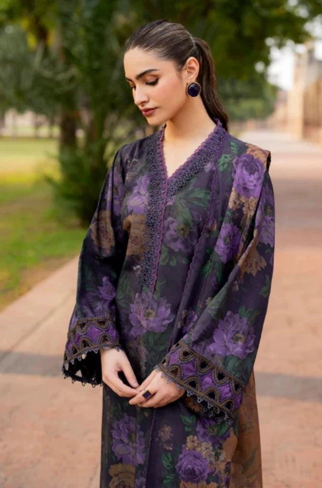 Baroque - 3PC Unstitched Printed Karandi Shirt with Printed Karandi Dupatta and Same Printed Trouser - ES1173