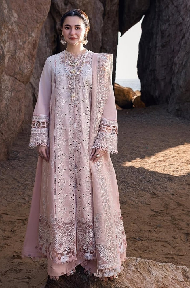 Qalamkaar - 3PC Unstitched Lawn Heavy Embroidered Shirt with Embroidered Khaddi Net Dupatta - ES1090