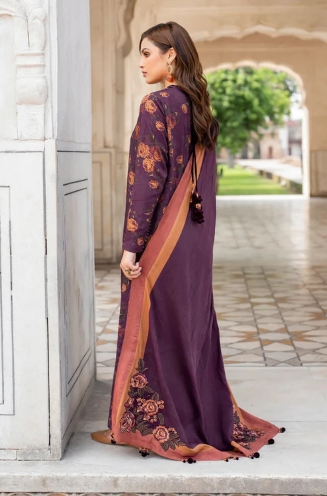 Baroque - 3PC Unstitched Printed Karandi Shirt with Printed Karandi Dupatta and Same Printed Trouser - ES1171