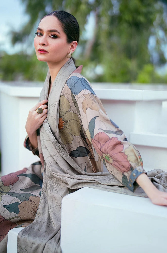 Baroque - 3PC Unstitched Printed Karandi Shirt with Printed Karandi Dupatta and Same Printed Trouser - ES1222