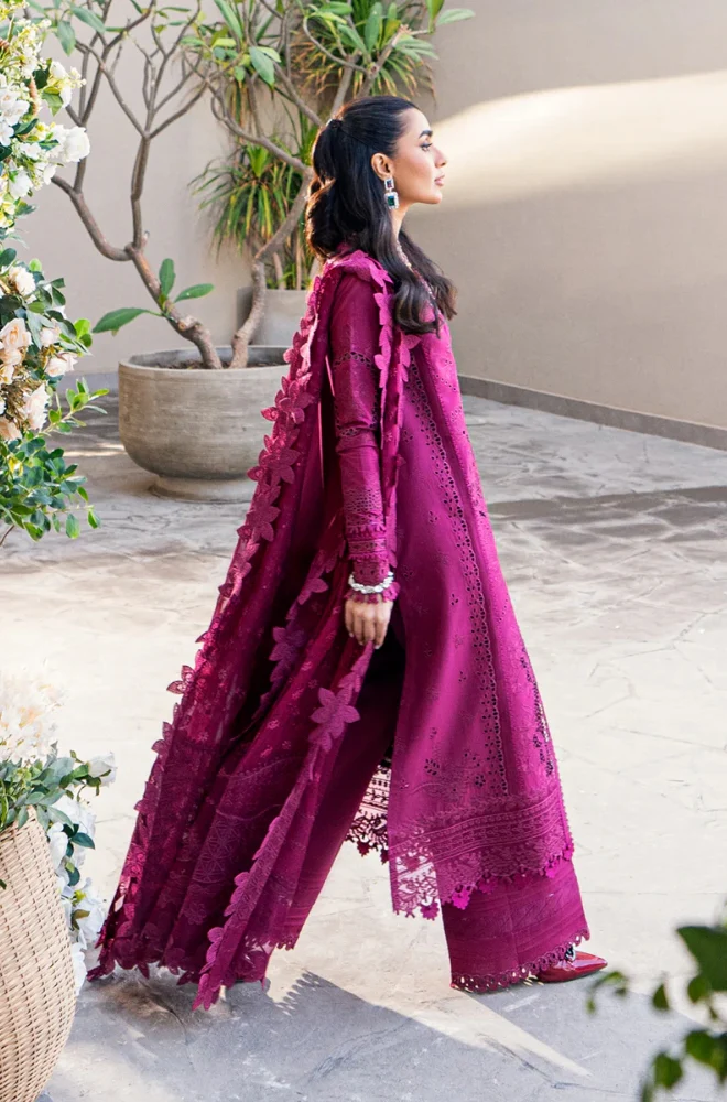 Qalamkar - 3PC Lawn Embroidered Shirt with Embroidered Slub Net Dupatta-ES1305