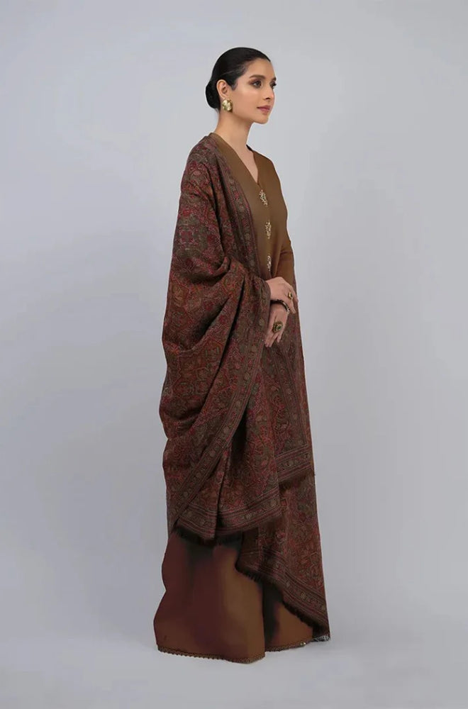 Bareeze - 3PC Unstitched Dhanak Embroidered Shirt With Dhanak Embroidered Shawl and Trouser - ES 1790