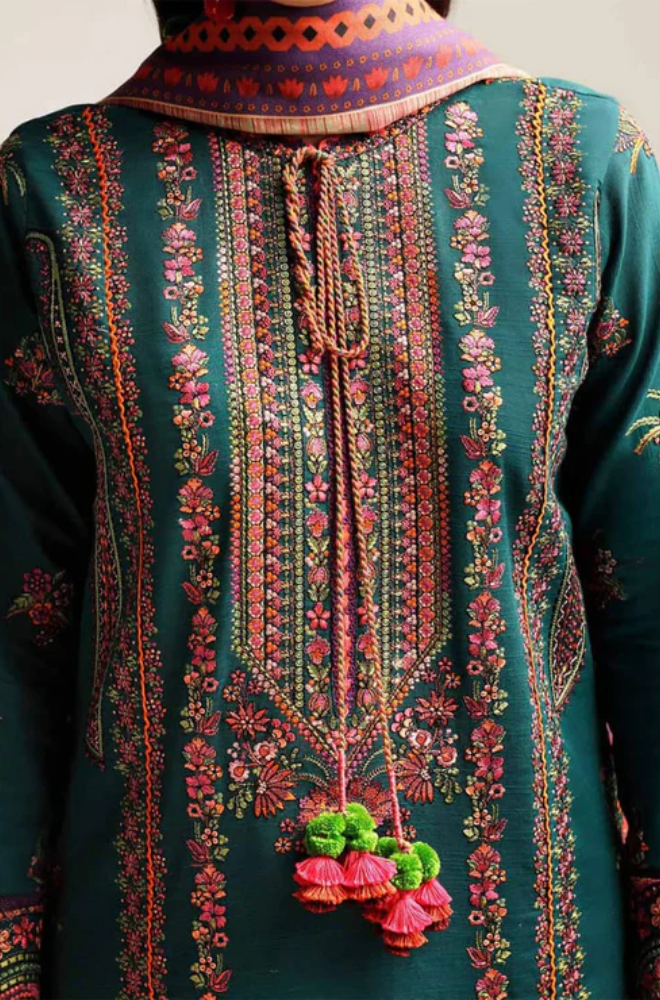 Embroidered Dhanak Unstitched 3PC Set - ES1757