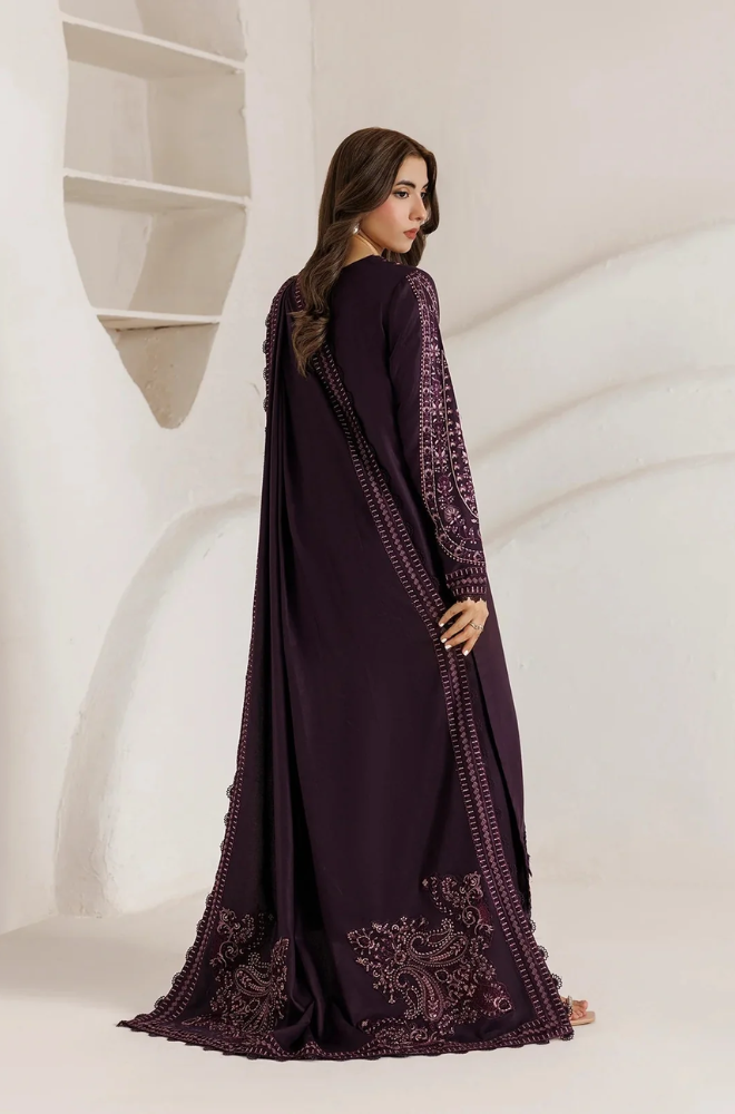Daria - 3PC Unstitched Dhanak Embroidered Shirt with Dhanak Embroidered Dupatta and Trouser-8001