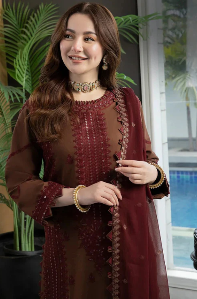Embroidered Dhanak Unstitched 3PC Set - ES 1751