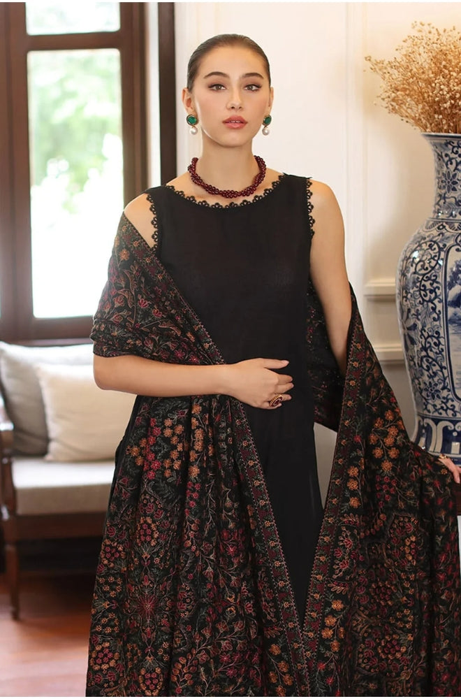 Beechtree - 3PC Unstitched Dhanak Embroidered Shirt with Dhanak Heavy Embroidered Shawl - ES 1808