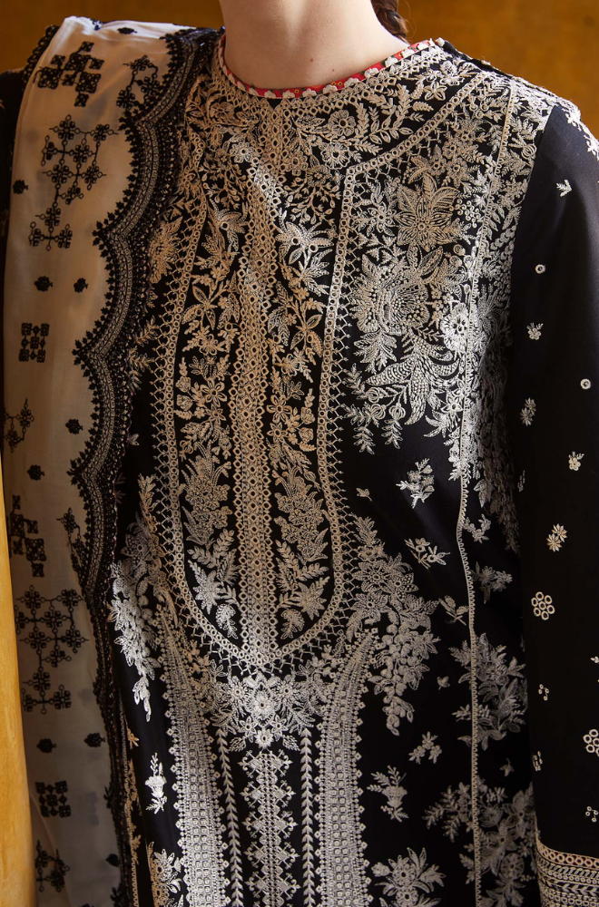Hussain Rehar - Embroidered Dhanak Unstitched 3PC Set - ES1762