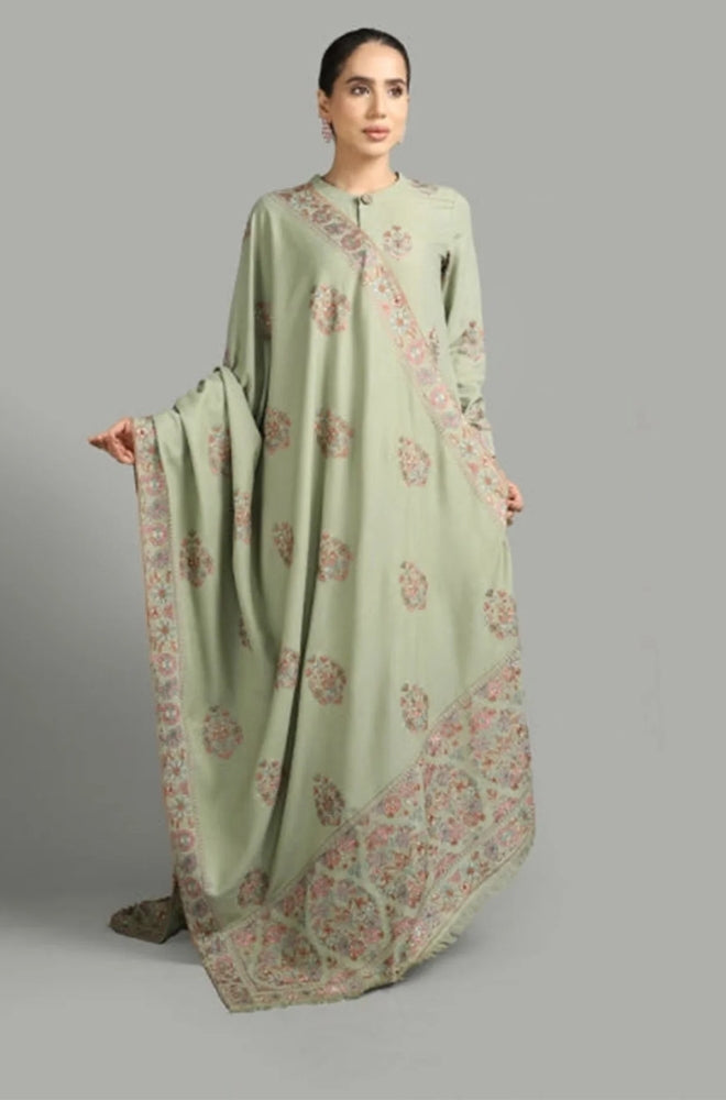 Bareeze - 3PC Unstitched Dhanak Embroidered Shirt With Dhanak Embroidered Shawl and Trouser - ES 1793