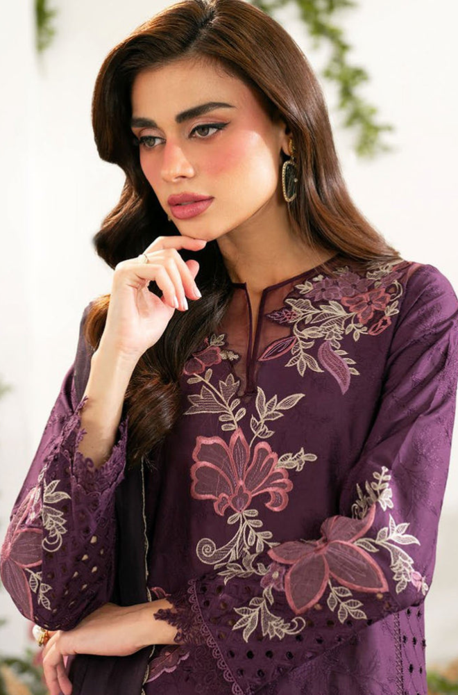 Iznik - 3PC Unstitched Lawn Embroidered Shirt with Printed Chiffon Dupatta - ES 2165