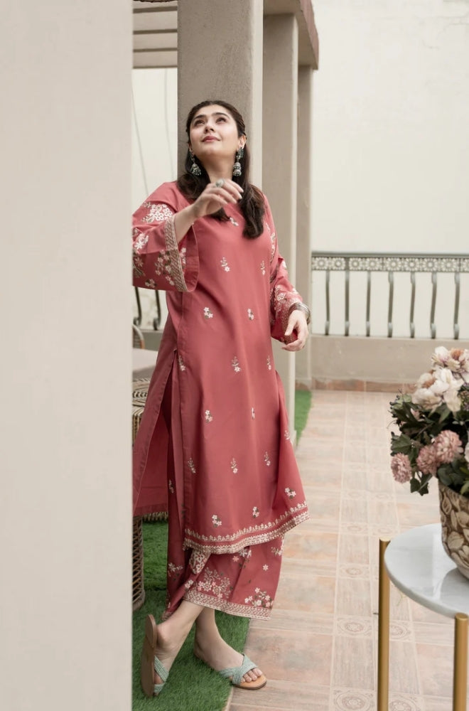 Urge - 2PC Unstitched dhanak Embroidered Shirt with dhanak Embroidered Trousers - ES1079