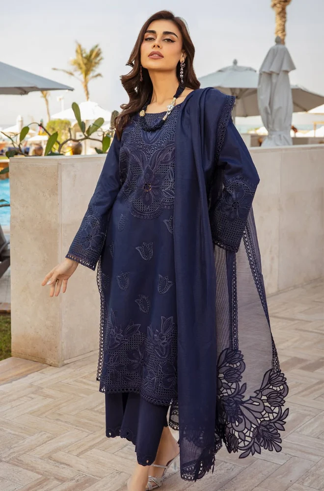 Rang Rasiya - 3PC Lawn Embroidered Shirt with Embroidered Khadi Net Dupatta-ES1303