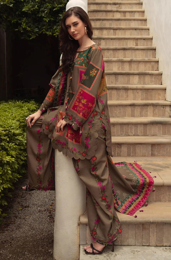 3PC Unstitched Digital Print Silk Dress - ES 2044