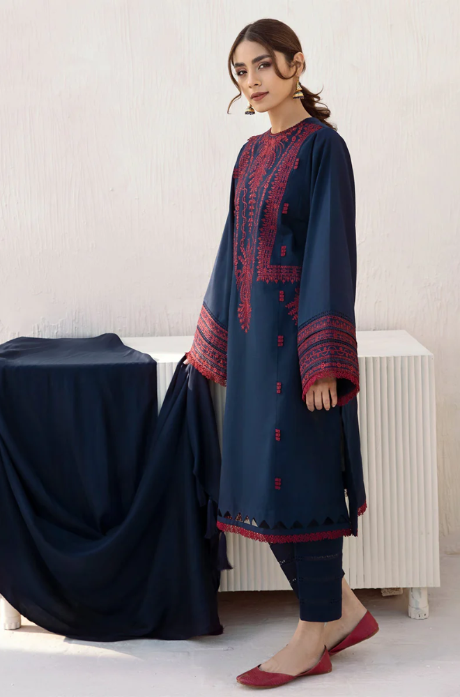JAZMIN- 3PC DHANAK EMBROIDERED-ES0011